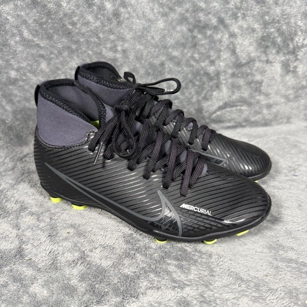 Nike Mercurial JR Superfly 9 Club FG MG Youth 2Y Soccer Cleats Black Mid Top